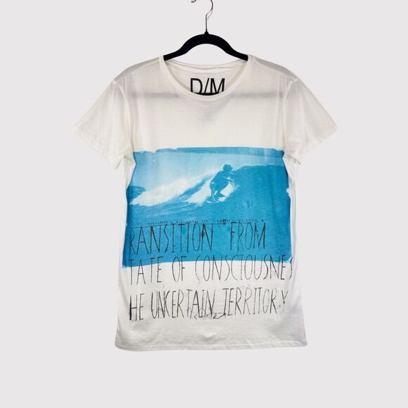 D/M Mens T Shirt White Graphic Print Limited Edition Art Short Sleeve Tee Medium - Picture 1 of 10